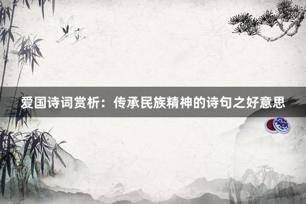 爱国诗词赏析：传承民族精神的诗句之好意思